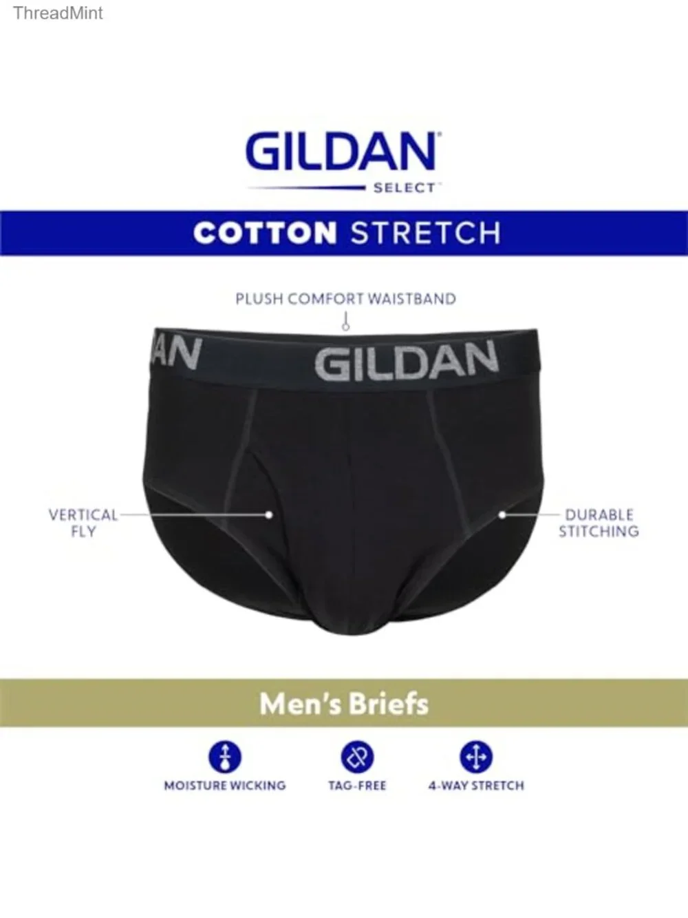 Men's Cotton Stretch Briefs 5 Pack Tag-Free Moisture Wicking Underwear